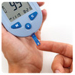 microdot® BLood Glucose Monitor test subject providing a small sample.