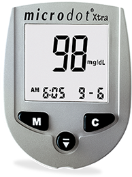 microdot® Xtra No Code blood glucose meter.